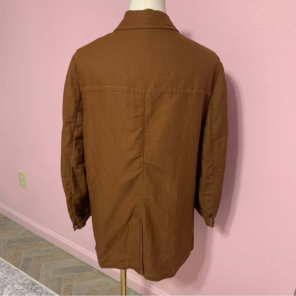VTG 90s Benetton Linen Blend Utility Jacket - Brown, Size 38 IT (Small) - Picture 6 of 8